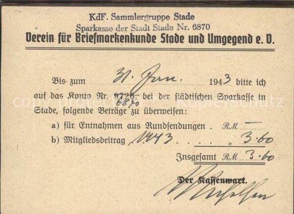Stade Niederelbe Verein Briefmarkenkunde