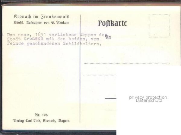 Kronach Oberfranken Stadtwappen Ehrenmal – Bild 2