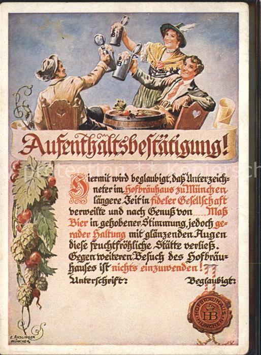 Muenchen Aufenthaltsbestätigung Hofbräuhaus