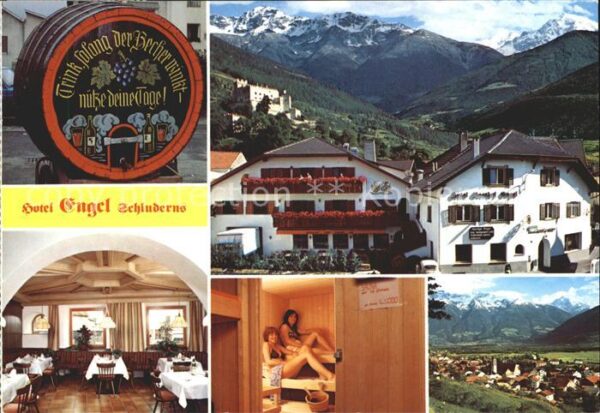 Schluderns Suedtirol Hotel Engel Weinfass Gastraum Sauna Pan