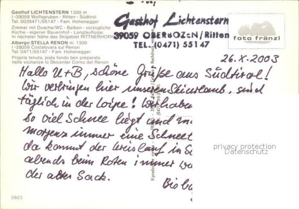 Ritten Renon Gasthof Lichtenstein Skiläufer – Bild 2