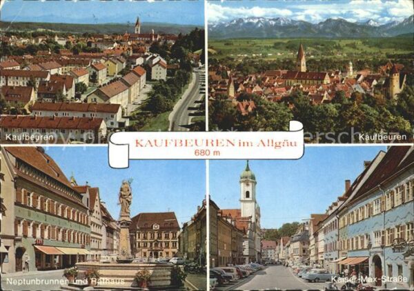 Kaufbeuren Ortsblick Panorama Neptunbrunnen Rathau