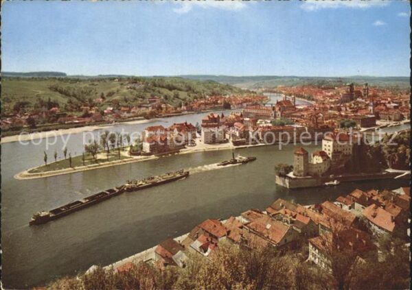 Passau Panorama mit Zusammenfluss der Donau In