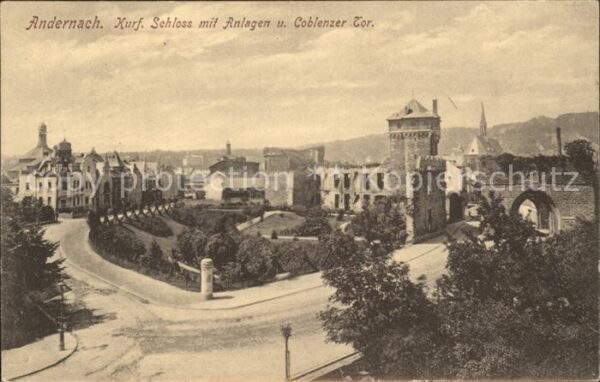 Andernach Kurfürstl Schloss mit Anlagen und Coble