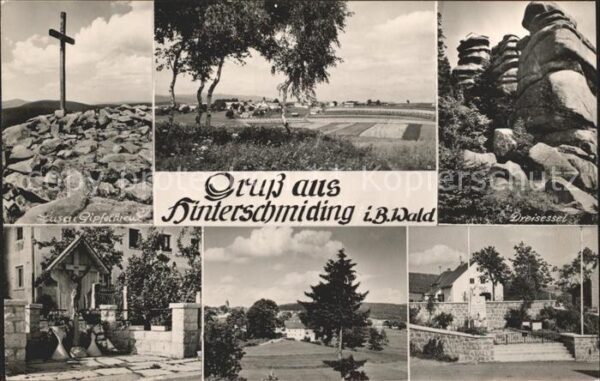 Hinterschmiding Lusen Gipfelkreuz Panorama Dreisessel B