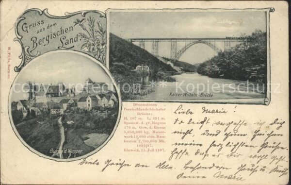 Muengsten Kaiser Wilhelm Brücke mit Burg Wupper