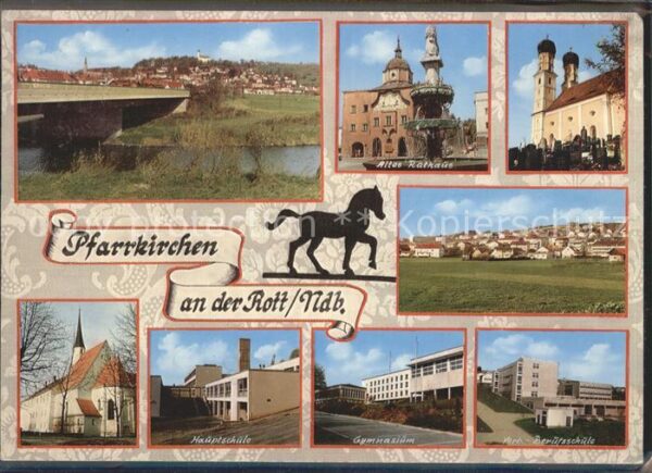 Pfarrkirchen Niederbayern Altes Rathaus Kirche Panorama Hauptschu