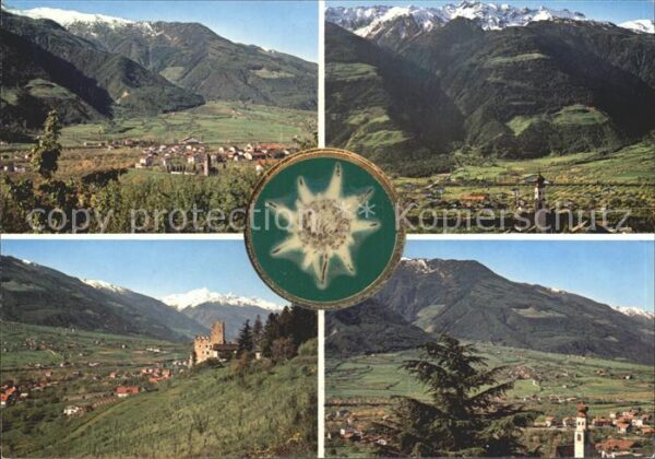 Naturns Panorama Teilansichten Schloss Kirche