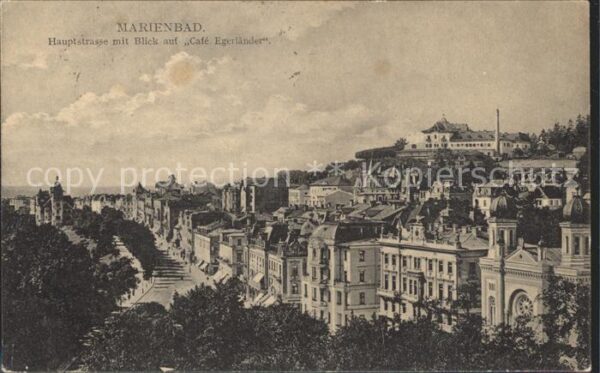 Marienbad Tschechien Boehmen Hauptstrasse mit Cafe Egerländer