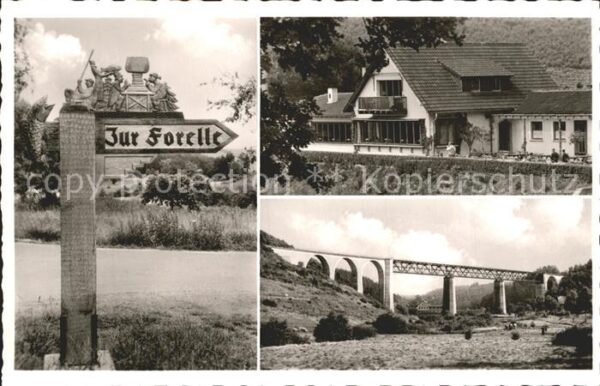 Ramsen Pfalz Gasthof Forelle Hinweisschild Viadukt