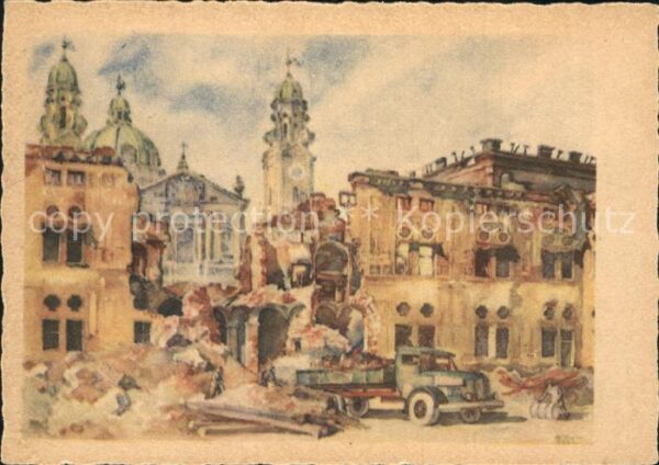 Muenchen Kaiserhof der Residenz zerstört 1944 mi