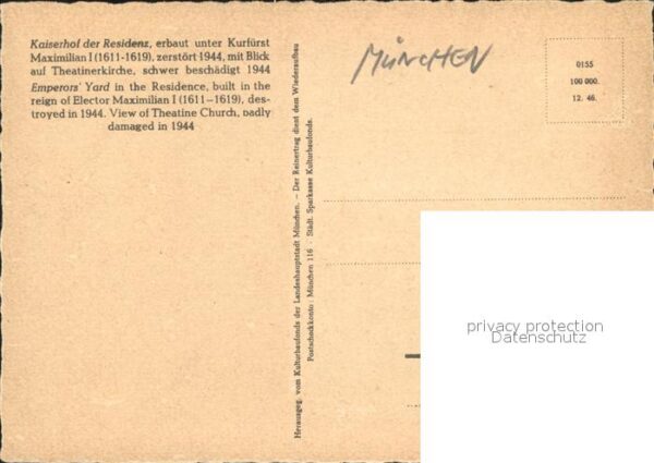 Muenchen Kaiserhof der Residenz zerstört 1944 mi – Bild 2