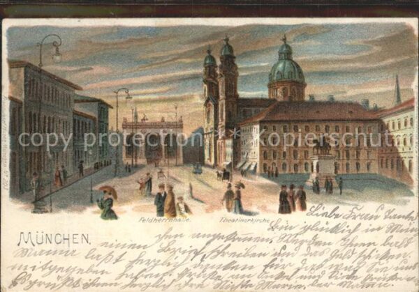 Muenchen Feldherrnhalle Theatinerkirche