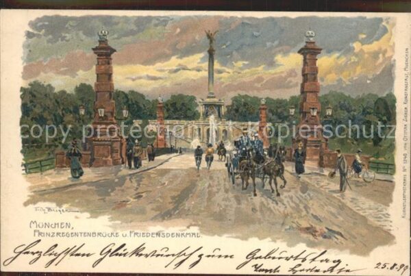Muenchen Prinzregenten Brücke und Friedensdenkma