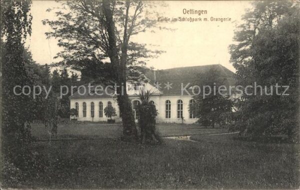 Oettingen Partie im Schlosspark mit Orangerie