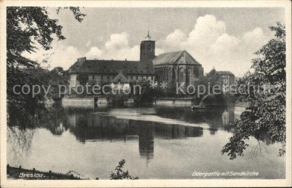 Breslau Niederschlesien Oderpartie mit Sandkirche