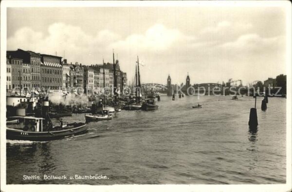 Stettin Szczecin Pommern Bollwerk und Baumbrücke