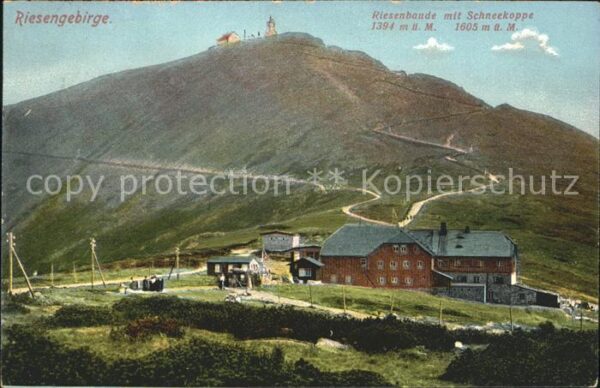 Riesengebirge Krkonose Karkonosze Riesenbaude mit Schneekoppe