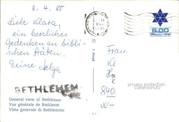 Bethlehem Yerushalayim Stadtblick Kirche – Bild 2