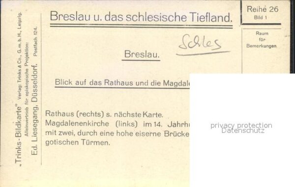 Breslau Niederschlesien Blick auf Rathaus und Magdalenenkirche – Bild 2
