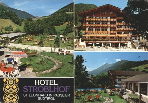 St Leonhard Passeier Hotel Stroblhof Terrasse Liegewiese Swi