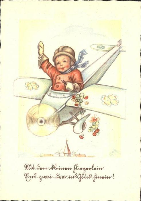Flugzeuge Zivil Kind Blumen Kleeblatt Pilze Glück