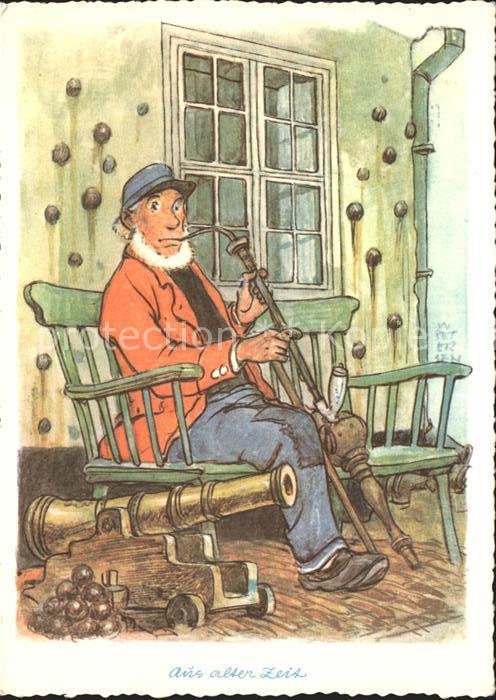 Pfeife Kanone Künstlerkarte Wilhelm Petersen