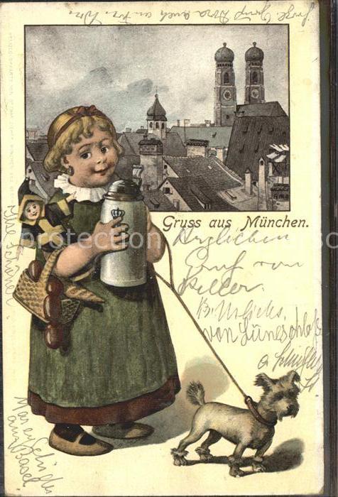 Hunde Kind Bierkrug Puppe Münchner Kindl Münc