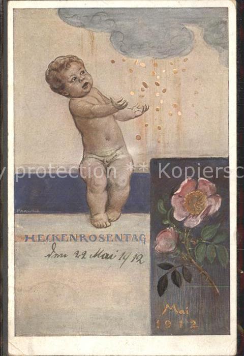 Kaulbach F. A. Heckenrosentag Mai 1912 Rosen Münzen Ki