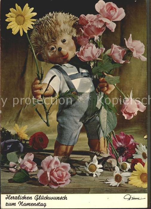Mecki Nr. 344 Glückwunsch Namenstag Blumen