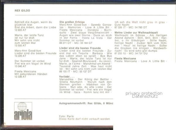 Saenger Band Rex Gildo Autogramm – Bild 2