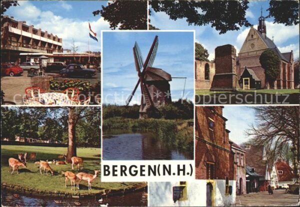 Bergen aan Zee Hotel Rotwild Mühle Kirche Strassenpart