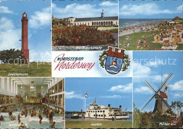 Norderney Nordseebad Leuchtturm Kurhausplatz Wellenbad Hafen