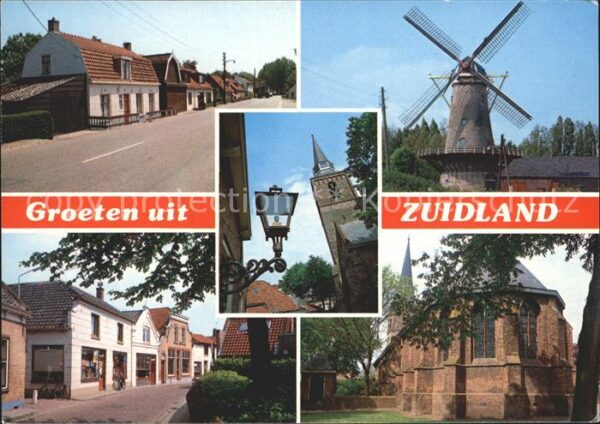 Zuidland Strassenpartien Windmühle Kirche