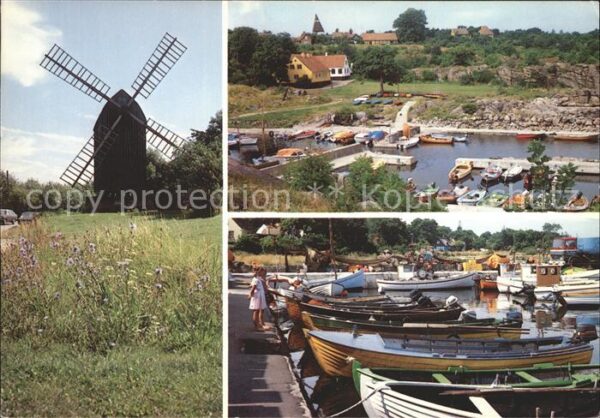 Bornholm Svaneke listed Mühle Hafenpartie