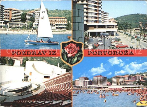 Portoroz Segelboot Freilichtbühne Strand Hotels