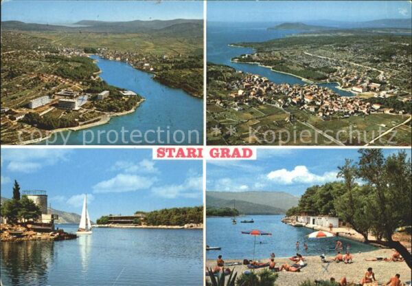 Stari Grad Fliegeraufnahme Badestrand Segeln