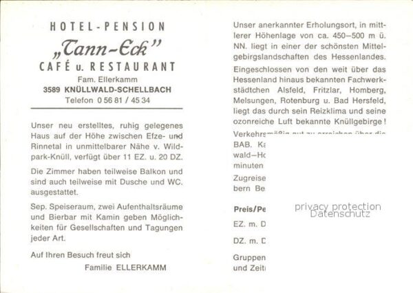 Schellbach Knuellwald Hotel Pension Tann Eck Cafe Restaurant – Bild 2