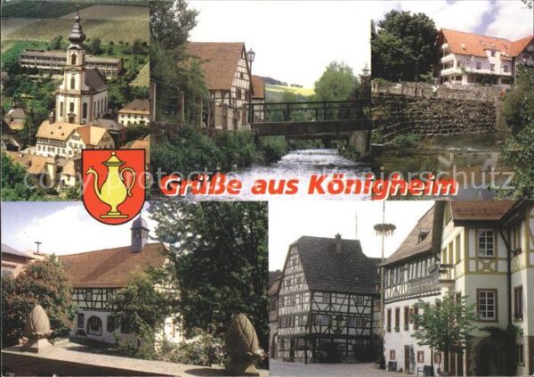 Koenigheim Teilansichten Kirche Fachwerkhäuser