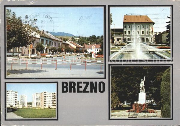 Brezno Strassenpartie Wasserspiele Denkmal Sta