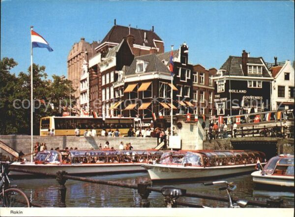 Amsterdam Niederlande Rokin Kanal Rundfahrtboote