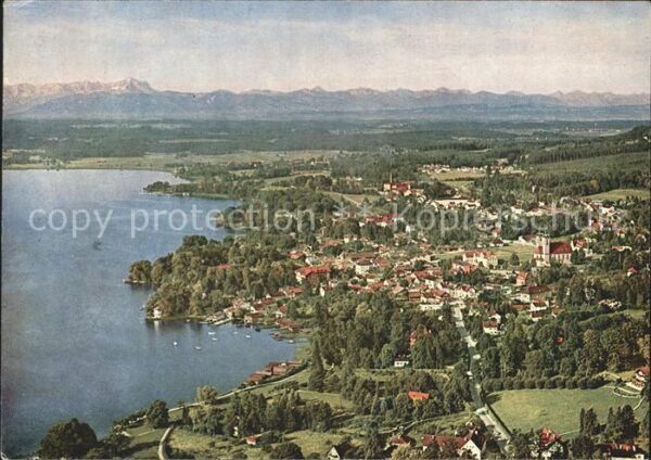 Tutzing Starnberger See mit Zugspitze Alpenpano