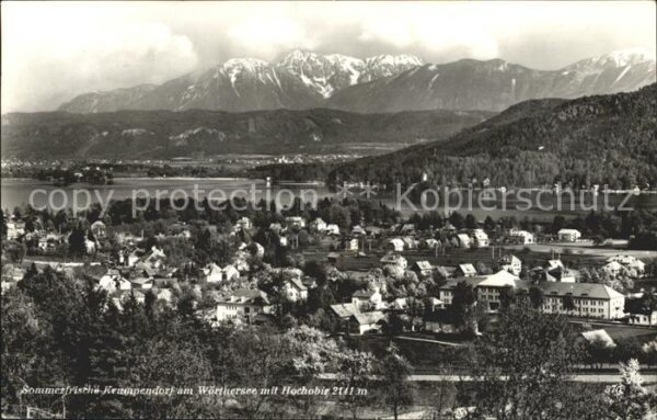 Krumpendorf Woerther See Panorama mit Hochobir Karawanken