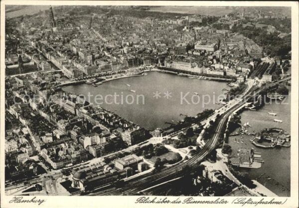 Hamburg Blick über die Binnenalster Fliegeraufn