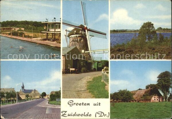 Zuidwolde Schwimmbad Strassenpartie Mühle See Bau