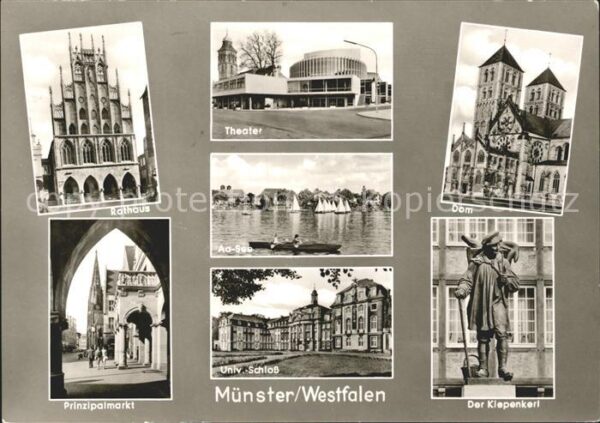 Muenster Westfalen Rathaus Theater Dom Kiepenkerl Statue S