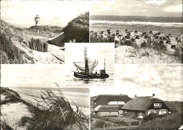 Langeoog Nordseebad Leuchtturm Strand Dünen Fischkutter Ree