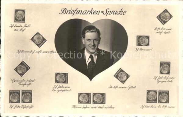 Briefmarkensprache Herz Mann