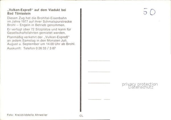 Eisenbahn Vulkan-Express Viadukt Bad Tönisstein – Bild 2