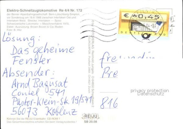 Eisenbahn Elektro-Schnellzuglokomotive Re 4/4 Nr. – Bild 2
